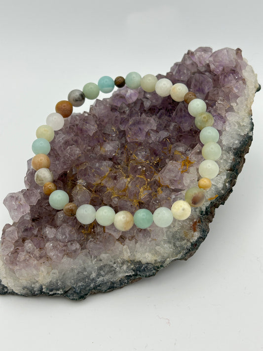 Edelsteinarmband Amazonit mit versteinertem Holz