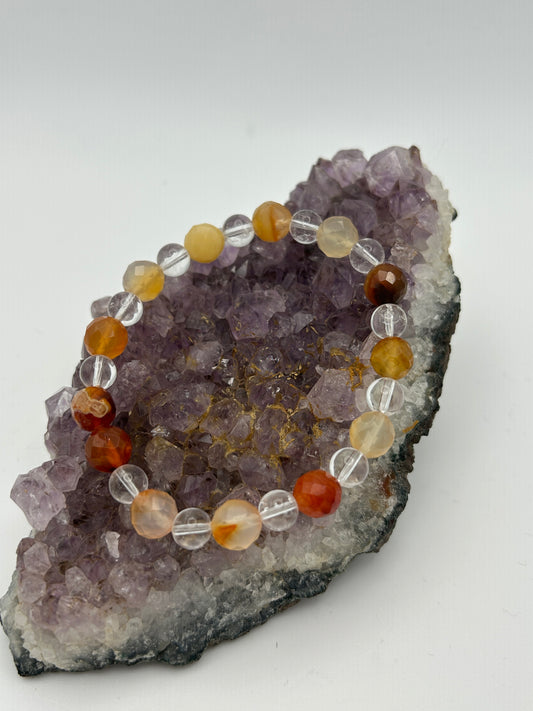 Edelsteinarmband Karneol mit Bergkristall