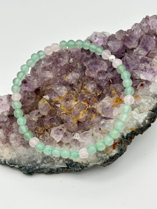 Edelsteinarmband Aventurin mit Rosenquarz