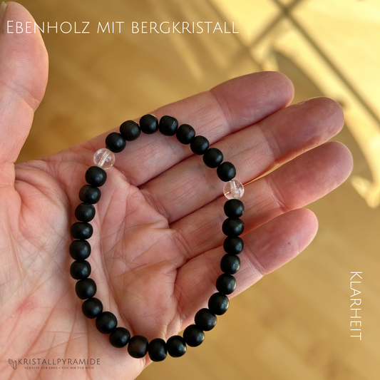 Armband aus Ebenholzperlen mit Bergkristall