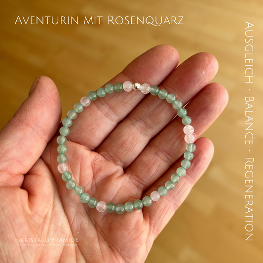 Edelsteinarmband Aventurin mit Rosenquarz