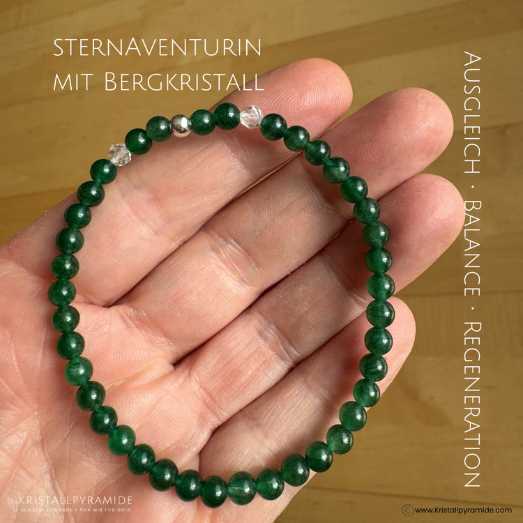 Edelsteinarmband Sternaventurin mit Bergkristall