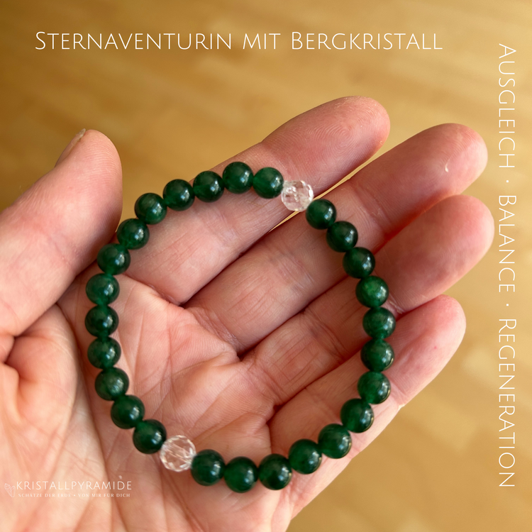 Edelsteinarmband Sternaventurin mit Bergrkristall