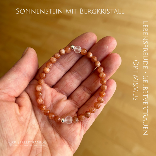 Edelsteinarmband Sonnenstein mit Bergkristall